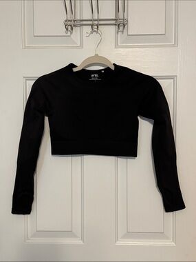 AYBL Black Long Sleeve Cropped Crew Top size S